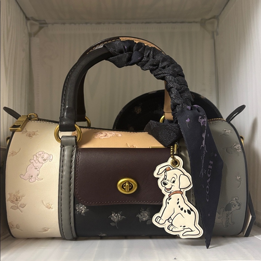 NWT Coach X Disney Dalmatians Barrel Bag with matching scarf